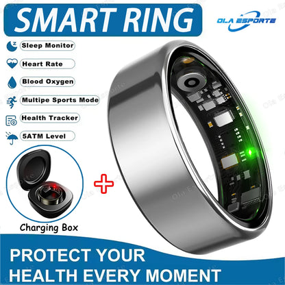 Smart Ring For Men Women Camera Control Heart Rate Blood Oxygen Monitor Smartring IP68 & 5ATM Waterproof Multi-sport Mode Ring