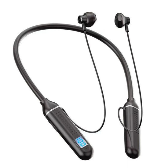 Wireless Neckband Earphones with LED Battery Display & Mic