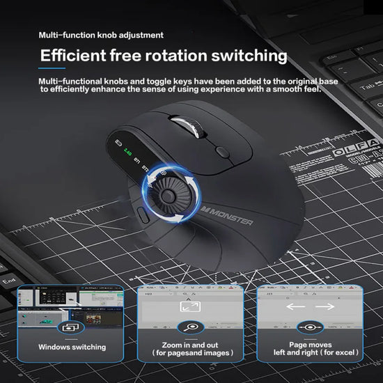 Ergonomic Vertical Wireless Mouse – Dual Mode Bluetooth & 2.4G