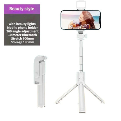 Wireless Selfie Stick Tripod with Light & Remote – Adjustable Phone Stand