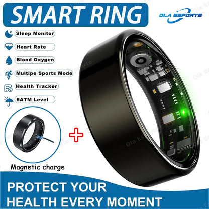 Smart Ring For Men Women Camera Control Heart Rate Blood Oxygen Monitor Smartring IP68 & 5ATM Waterproof Multi-sport Mode Ring
