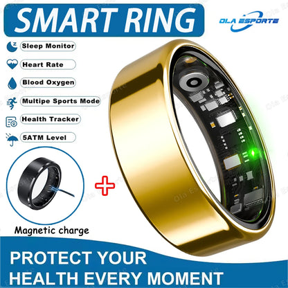 Smart Ring For Men Women Camera Control Heart Rate Blood Oxygen Monitor Smartring IP68 & 5ATM Waterproof Multi-sport Mode Ring